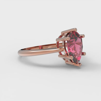 1.5 cttw Simulated Ruby Solitaire  Engagement Ring - Solid Gold (Pear Cut,9x6mm)