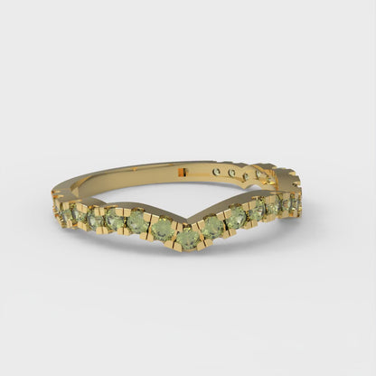 0.36 cttw Natural Peridot Round Cut Yellow Gold Eternity Wedding Band