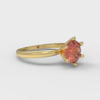 1 cttw Zirconia Simulated Red Diamond Solitaire  Engagement Ring - Solid Gold (VVS1, Round Cut,6.5mm)