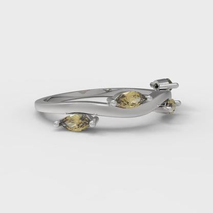 0.4 cttw Simulated Yellow Diamond Marquise Cut White Gold Eternity Wedding Band