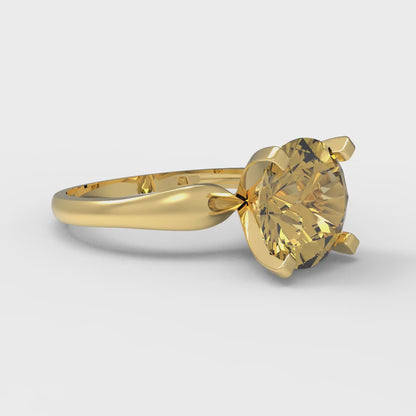 2.5 cttw Zirconia Simulated Yellow Diamond Solitaire  Engagement Ring - Solid Gold (VVS1, Round Cut,8.5mm)