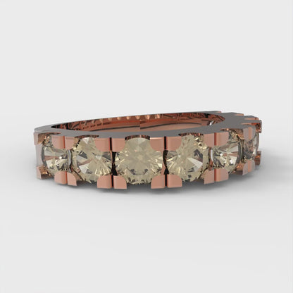 1.53 cttw Natural Morganite Round Cut Rose Gold Eternity Wedding Band