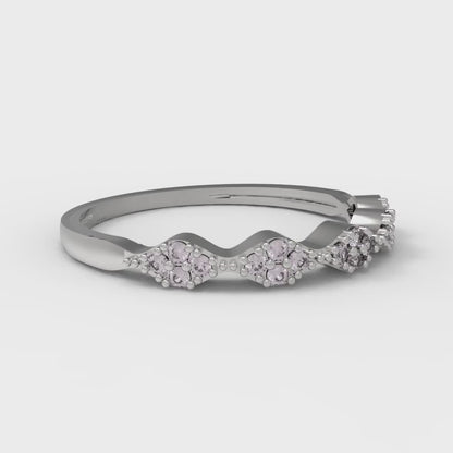 0.1 cttw Simulated Pink Diamond Round Cut White Gold Eternity Wedding Band