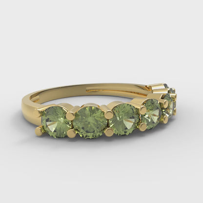 1.19 cttw Natural Peridot Round Cut Yellow Gold Eternity Wedding Band