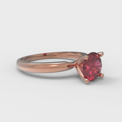 1 cttw Natural Garnet Solitaire  Engagement Ring - Solid Gold (Round Cut,6.5mm)