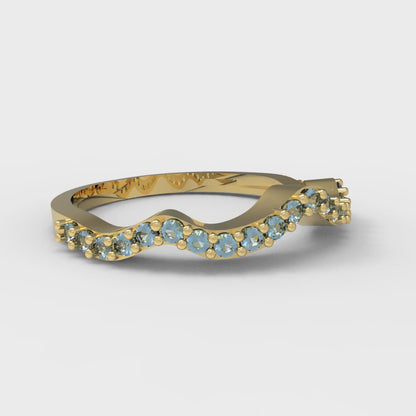 0.23 cttw Simulated Blue Diamond Round Cut Yellow Gold Eternity Wedding Band