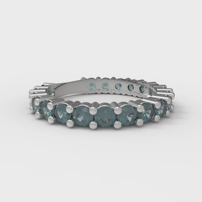 1.26 cttw Natural London Blue Topaz Round Cut White Gold Eternity Wedding Band