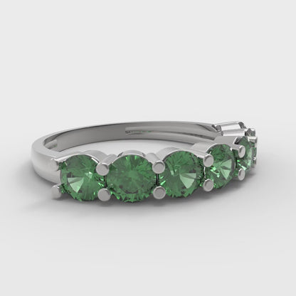 1.19 cttw Simulated Emerald Round Cut White Gold Eternity Wedding Band