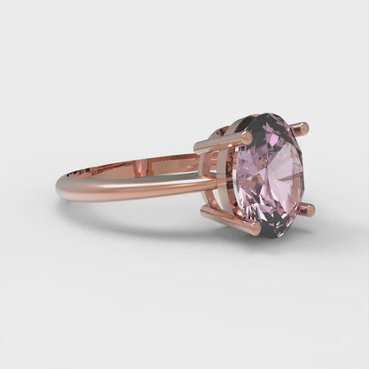 2 cttw Zirconia Simulated Pink Diamond Solitaire  Engagement Ring - Solid Gold (VVS1, Oval Cut,9x7mm)