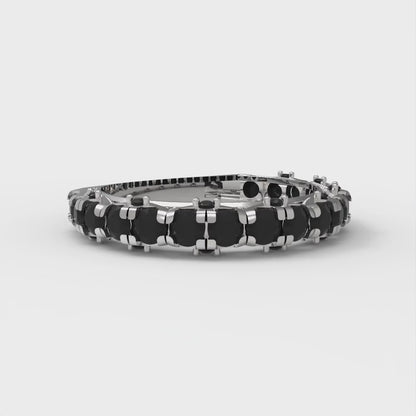 3.13 cttw Natural Onyx Round Cut White Gold Eternity Wedding Band