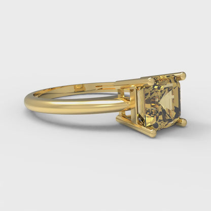 1 cttw Zirconia Simulated Yellow Diamond Solitaire  Engagement Ring - Solid Yellow Gold (VVS1, Asscher Cut,6mm)