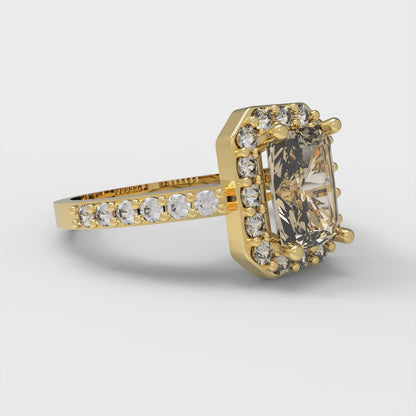 2.16 cttw Emerald Cut Natural Morganite Bridal Set - Solid Yellow Gold Engagement Ring & Wedding Band