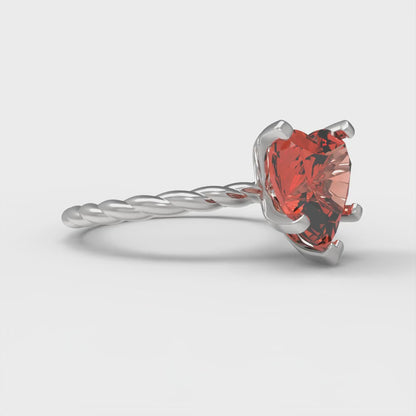 2 cttw Zirconia Simulated Red Diamond Solitaire  Engagement Ring - Solid Gold (VVS1, Heart Cut,8mm)