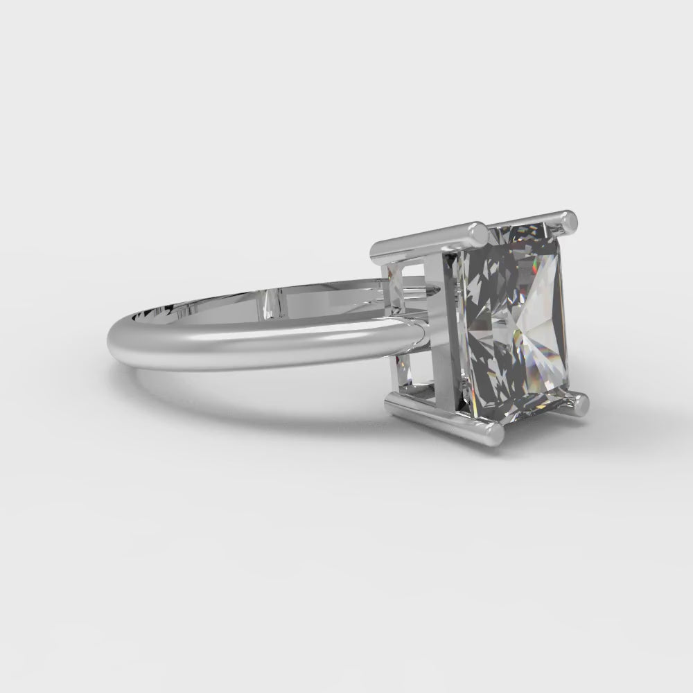 1.75 cttw Certified Moissanite Solitaire  Engagement Ring - Solid Gold (VVS1, D-F,Radiant Cut,7.5x5.5mm)