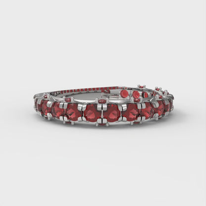 3.13 cttw Natural Garnet Round Cut White Gold Eternity Wedding Band