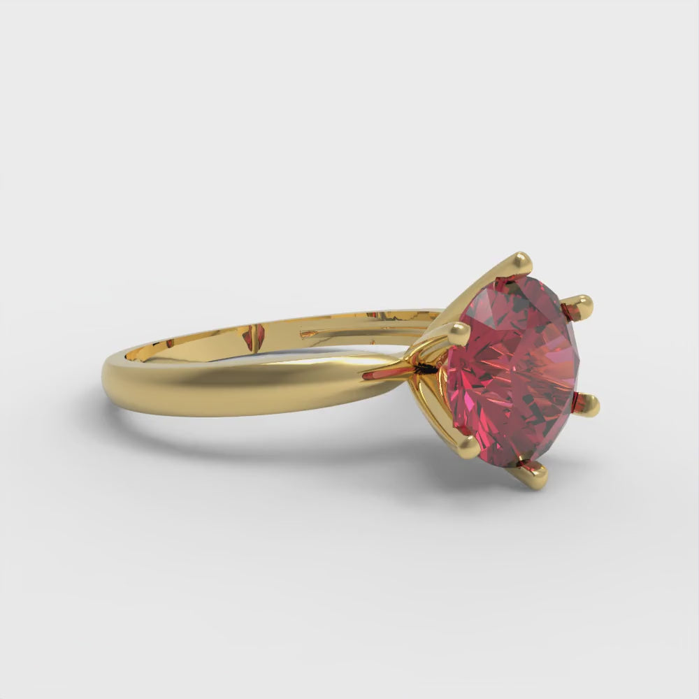 2 cttw Simulated Pink Tourmaline Solitaire  Engagement Ring - Solid Gold (Round Cut,8.0mm)