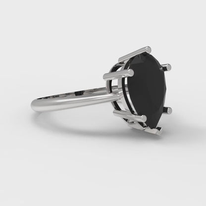 2 cttw Natural Onyx Solitaire  Engagement Ring - Solid Gold (Pear Cut,10x7mm)