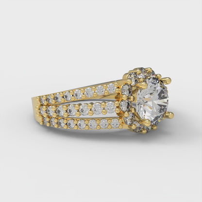 1.83 cttw Zirconia Simulated Diamond Hidden Halo Engagement Ring - Solid Gold (VVS1, Round Cut,6.5mm)