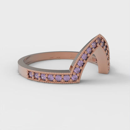 0.1875 cttw Simulated Alexandrite Round Cut Rose Gold Eternity Wedding Band