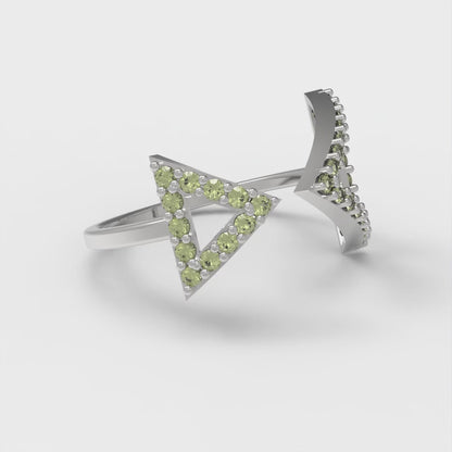 0.2475 cttw Natural Peridot Statement Engagement Ring - Solid Gold (Round Cut,1.2mm)