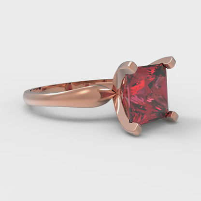 2.5 cttw Simulated Ruby Solitaire  Engagement Ring - Solid Rose Gold (VVS1, Princess Cut,7.5mm)