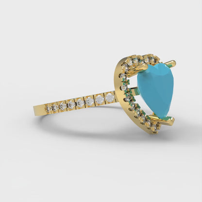 2.285 cttw Simulated Turquoise Hidden Halo Engagement Ring - Solid Gold (Heart Cut,8mm)