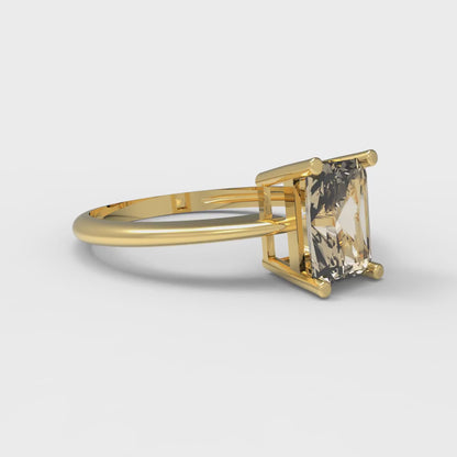 1 cttw Natural Morganite Solitaire  Engagement Ring - Solid Gold (Radiant Cut,7x5mm)