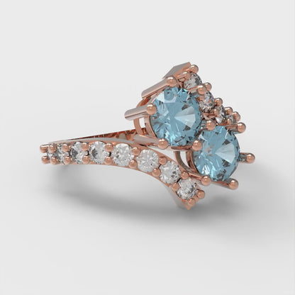 1.48 cttw Natural Sky Blue Topaz Solitaire with Zirconia Simulated Diamond Accents Engagement Ring - Solid Gold (Round Cut,5mm)