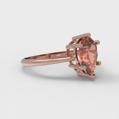 1.5 cttw Zirconia Simulated Red Diamond Solitaire  Engagement Ring - Solid Gold (VVS1, Pear Cut,9x6mm)