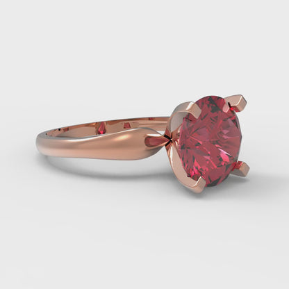 2.5 cttw Simulated Pink Tourmaline Solitaire  Engagement Ring - Solid Rose Gold (VVS1, Round Cut,8.5mm)