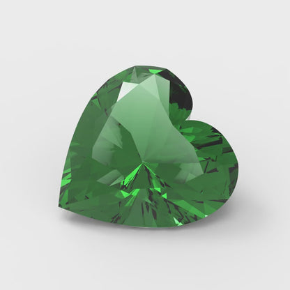 0.5 to 2 ct Heart Cut VVS1 Simulated Green Emerald May Birthstone