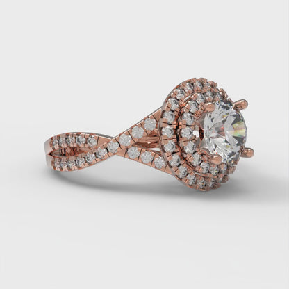 1.3125 cttw Zirconia Simulated Diamond Solitaire with Zirconia Simulated Diamond Accents Engagement Ring - Solid Gold (VVS1, Round Cut,6mm)