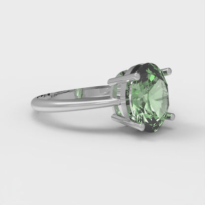 2 cttw Zirconia Simulated Green Diamond Solitaire  Engagement Ring - Solid Gold (VVS1, Oval Cut,9x7mm)