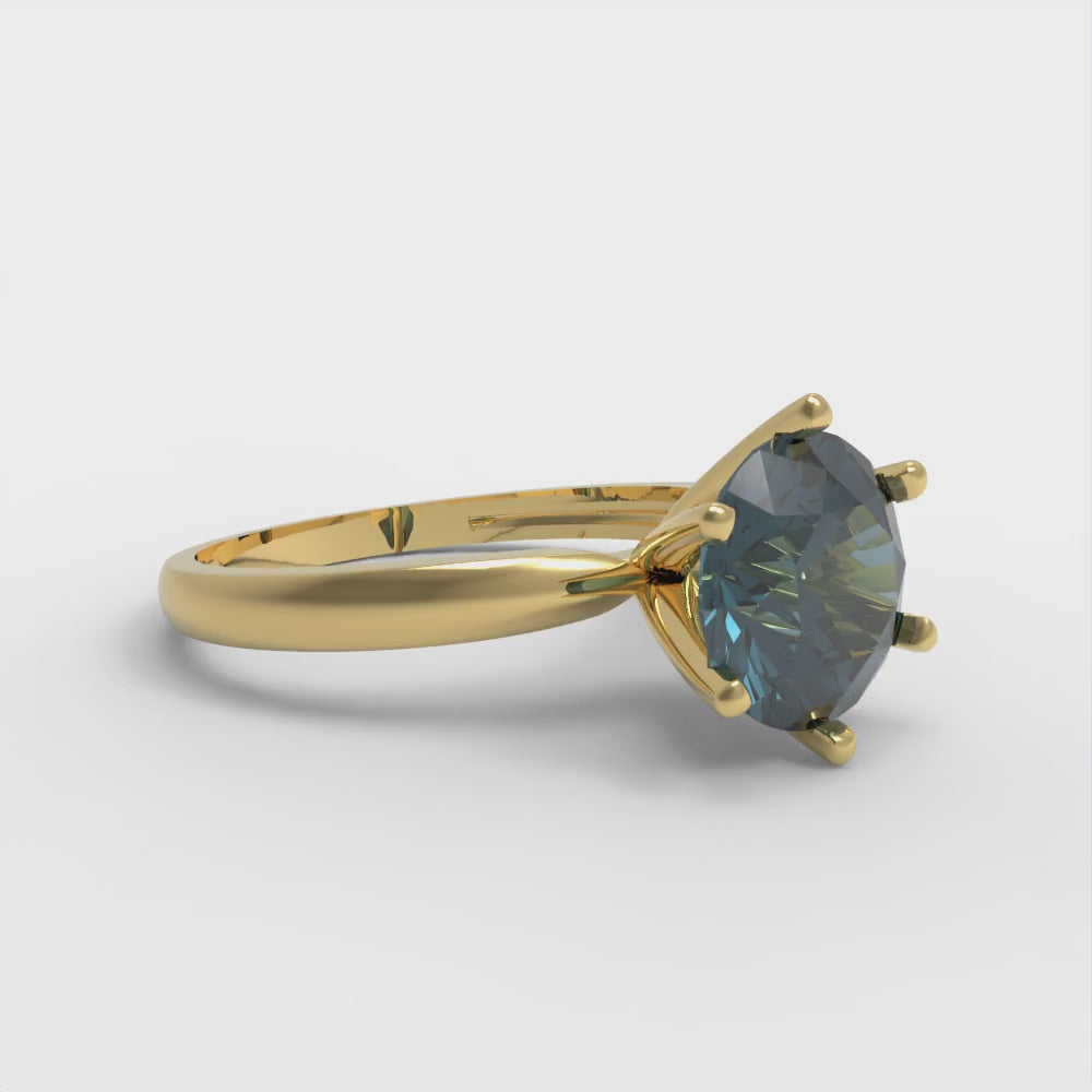 2 cttw Natural London Blue Topaz Solitaire  Engagement Ring - Solid Gold (Round Cut,8.0mm)