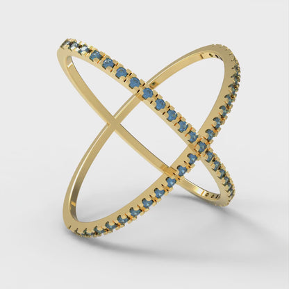 0.245 cttw Simulated Tanzanite Statement Engagement Ring - Solid Gold (Round Cut,1.0mm)