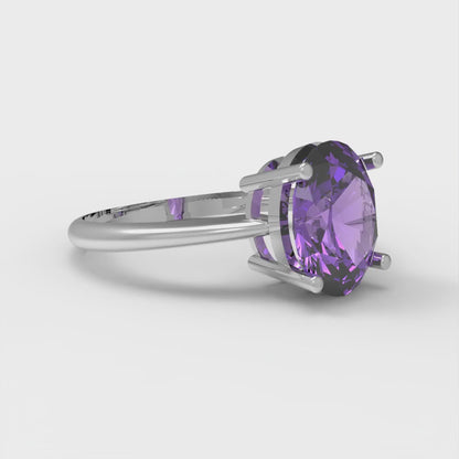 2 cttw Simulated Alexandrite Solitaire  Engagement Ring - Solid Gold (Oval Cut,9x7mm)