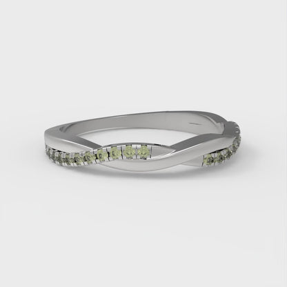 0.16 cttw Natural Peridot Round Cut White Gold Eternity Wedding Band