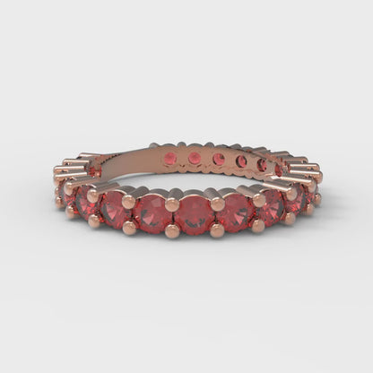 1.44 cttw Simulated Pink Tourmaline Round Cut Rose Gold Eternity Wedding Band