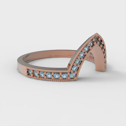 0.1875 cttw Natural Aquamarine Round Cut Rose Gold Eternity Wedding Band