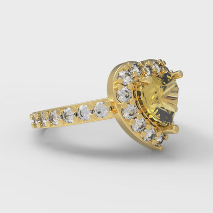 2.03 cttw Natural Citrine Hidden Halo Engagement Ring - Solid Gold (Heart Cut,7.0mm)