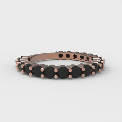 1.2 cttw Natural Onyx Round Cut Rose Gold Eternity Wedding Band