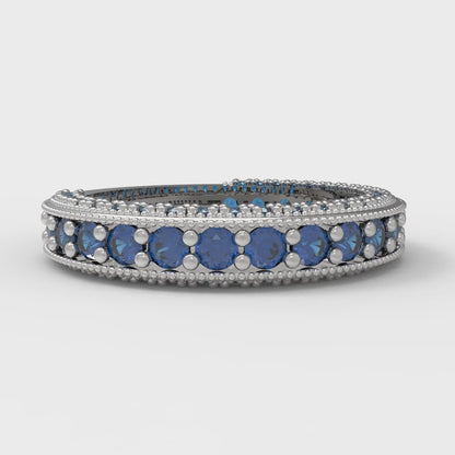 1.44 cttw Simulated Tanzanite Round Cut White Gold Eternity Wedding Band