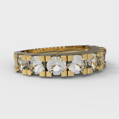 1.53 cttw Moissanite Round Cut Yellow Gold Eternity Wedding Band