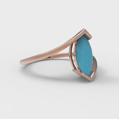 2 cttw Simulated Turquoise Solitaire  Engagement Ring - Solid Gold (Marquise Cut,12x6mm )