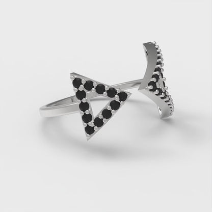 0.2475 cttw Natural Onyx Statement Engagement Ring - Solid Gold (Round Cut,1.2mm)