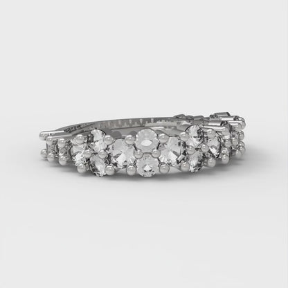 0.98 cttw White Sapphire Round Cut White Gold Eternity Wedding Band