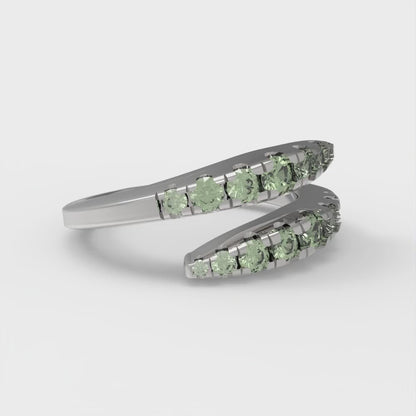 0.235 cttw Simulated Green Diamond Round Cut White Gold Eternity Wedding Band