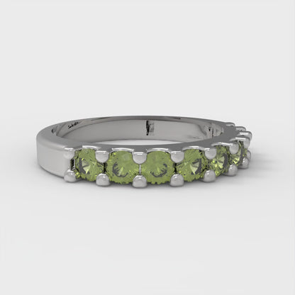 0.63 cttw Natural Peridot Round Cut White Gold Eternity Wedding Band