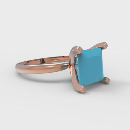 3 cttw Simulated Turquoise Solitaire  Engagement Ring - Solid Gold (Princess Cut,8.0mm)