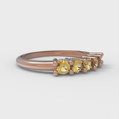 0.35 cttw Natural Citrine Round Cut Rose Gold Eternity Wedding Band